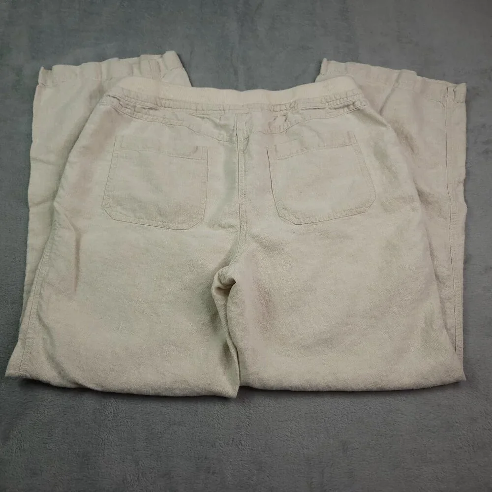 Chicos Womens Linen Pants 12 (2) Relaxed Beige Casual Beach Mid Rise - Picture 2 of 7